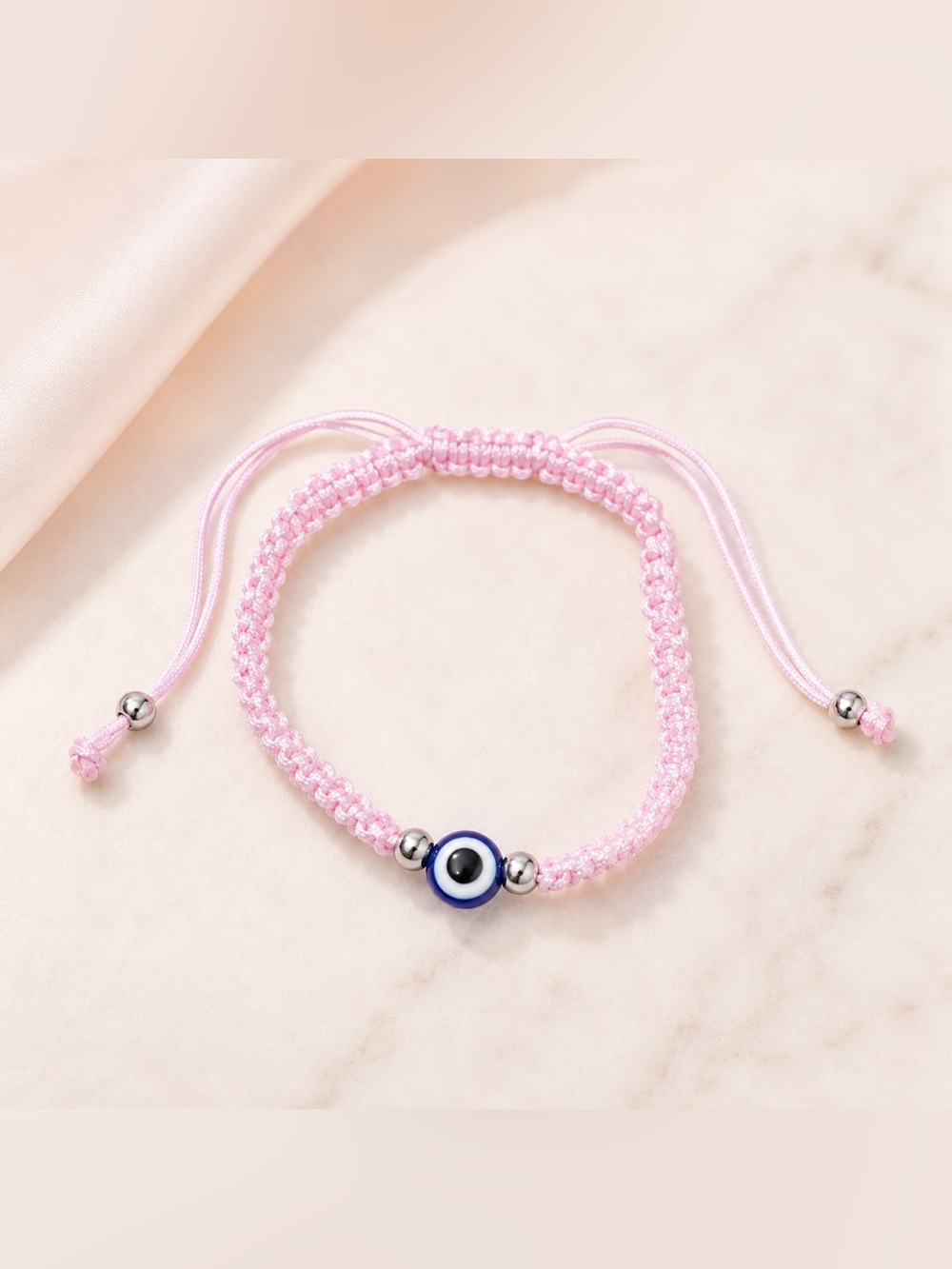Pink Evil Eye Adjustable Bracelet